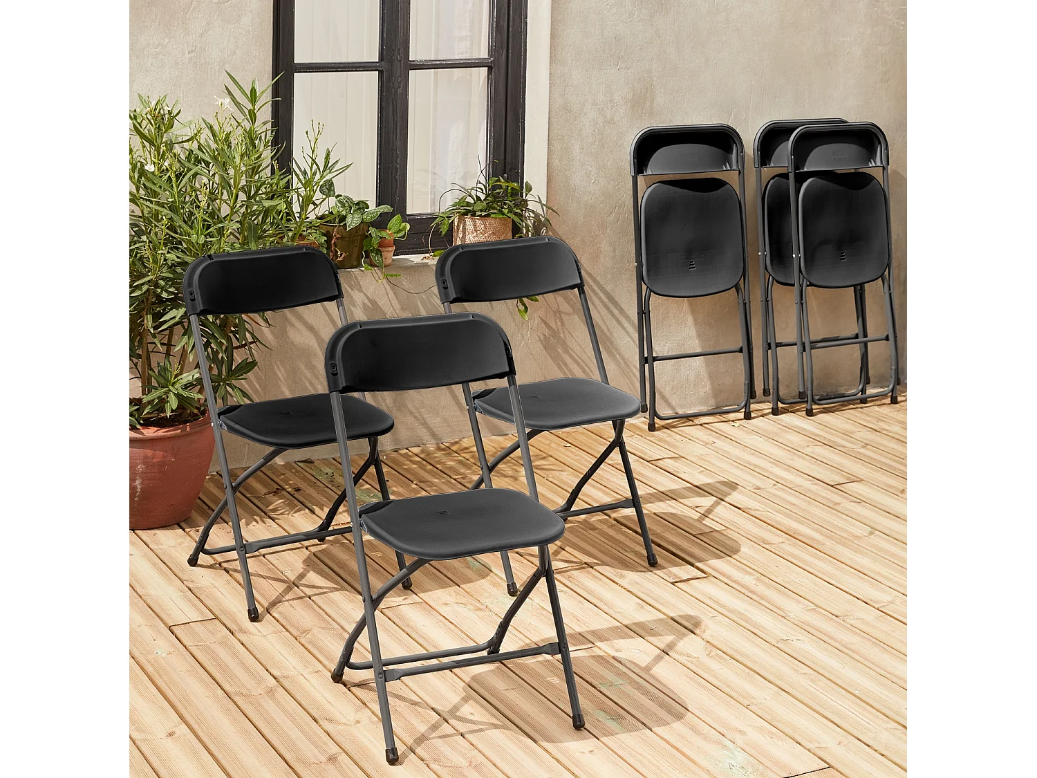 Set 6 sedie da ricevimento pieghevoli, grigio scuro