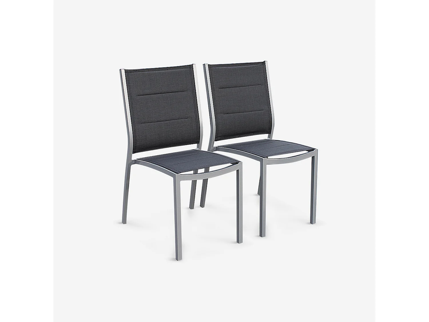 Set 2 sedie da giardino moderne in alluminio e textilene, grigio