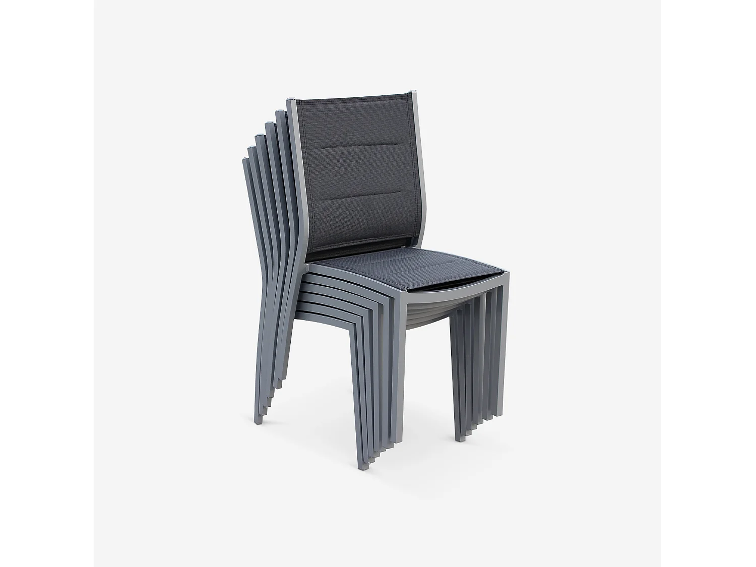 Set 2 sedie da giardino moderne in alluminio e textilene, grigio