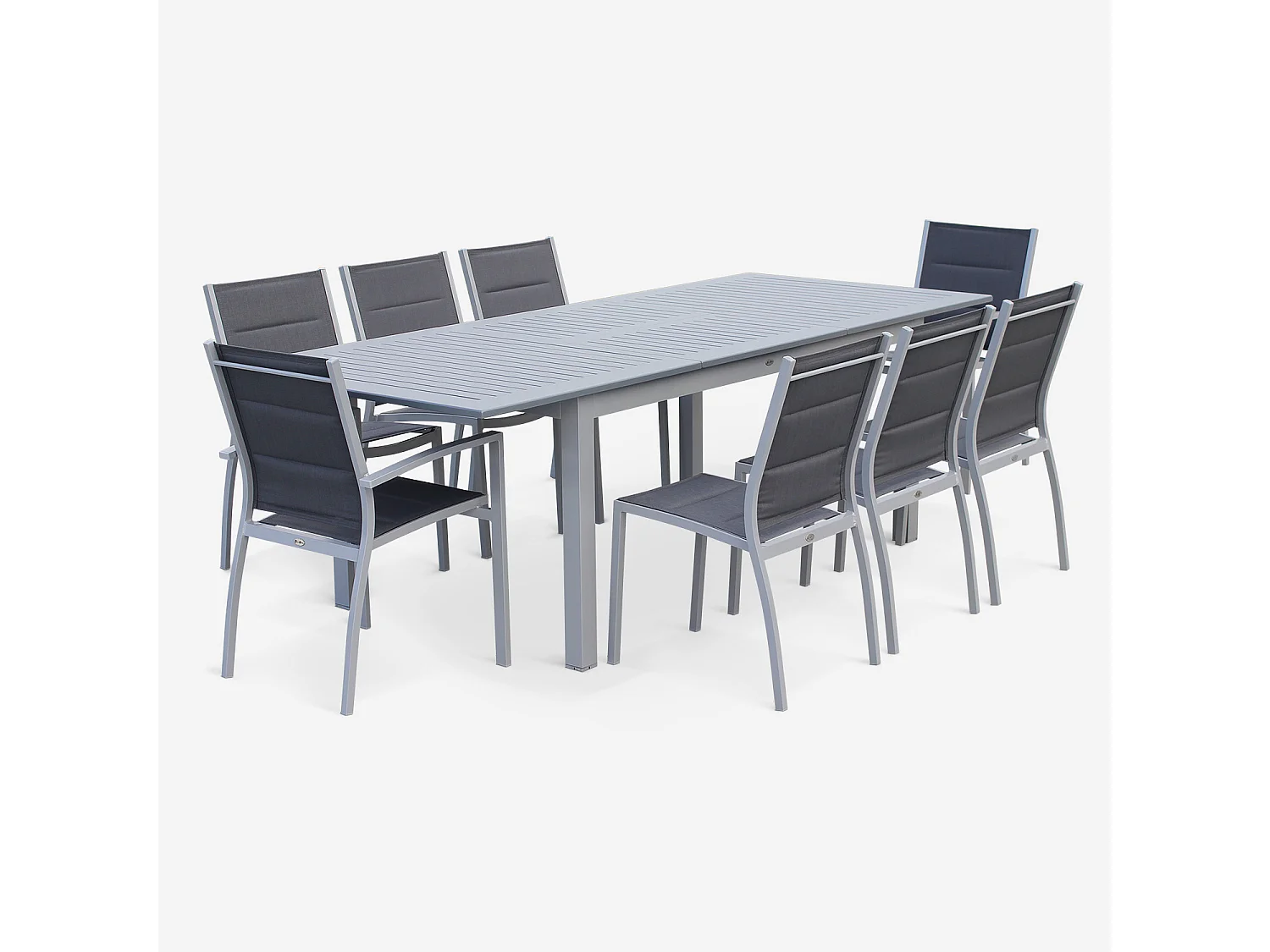 Set 2 sedie da giardino moderne in alluminio e textilene, grigio