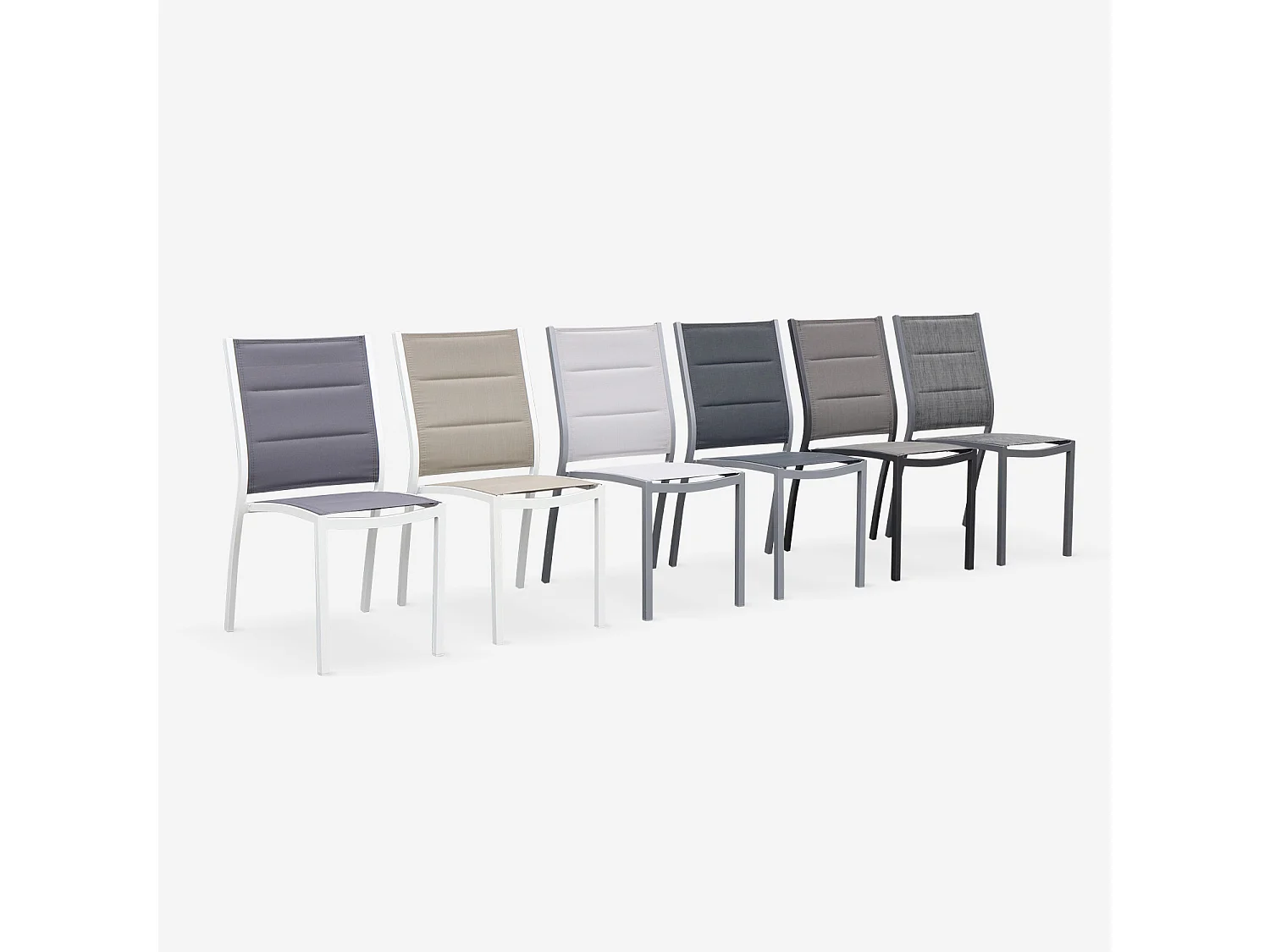 Set 2 sedie da giardino moderne in alluminio e textilene, grigio
