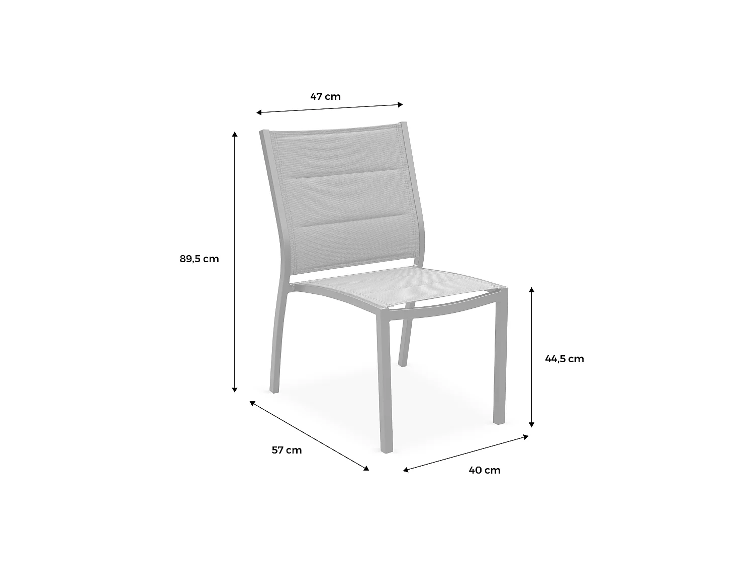 Set 2 sedie da giardino moderne in alluminio e textilene, grigio