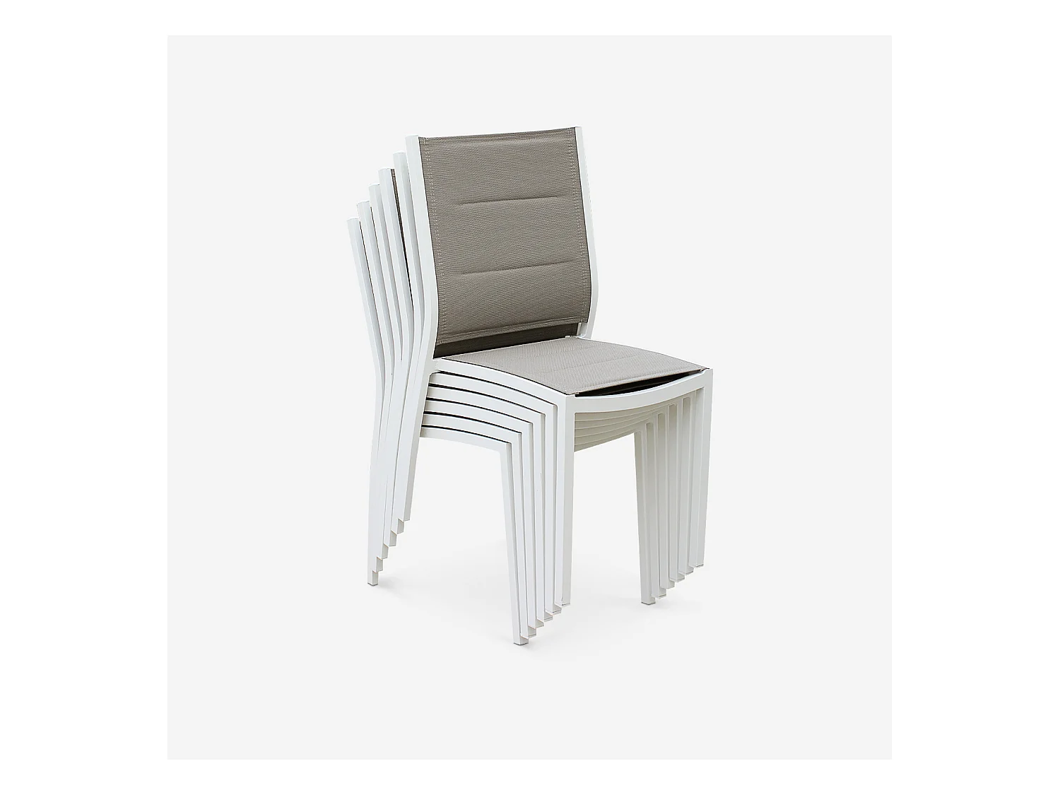 Lot de 2 chaises Chicago - Aluminium blanc et textilène taupe