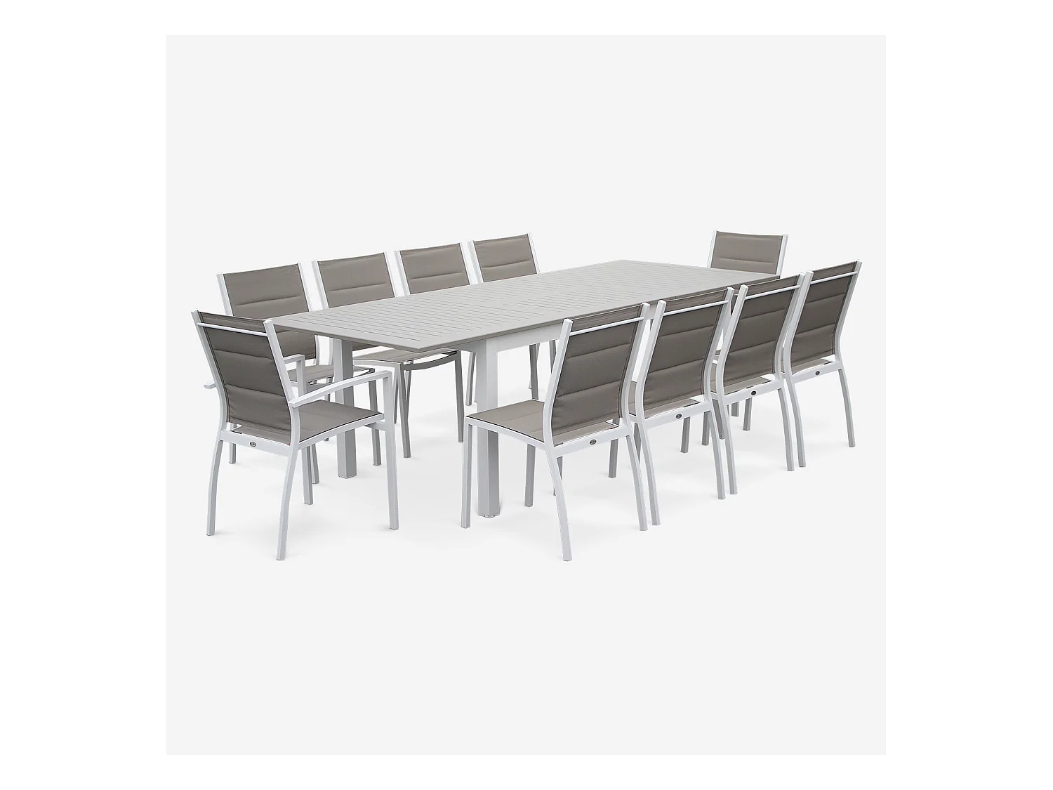Lot de 2 chaises Chicago - Aluminium blanc et textilène taupe