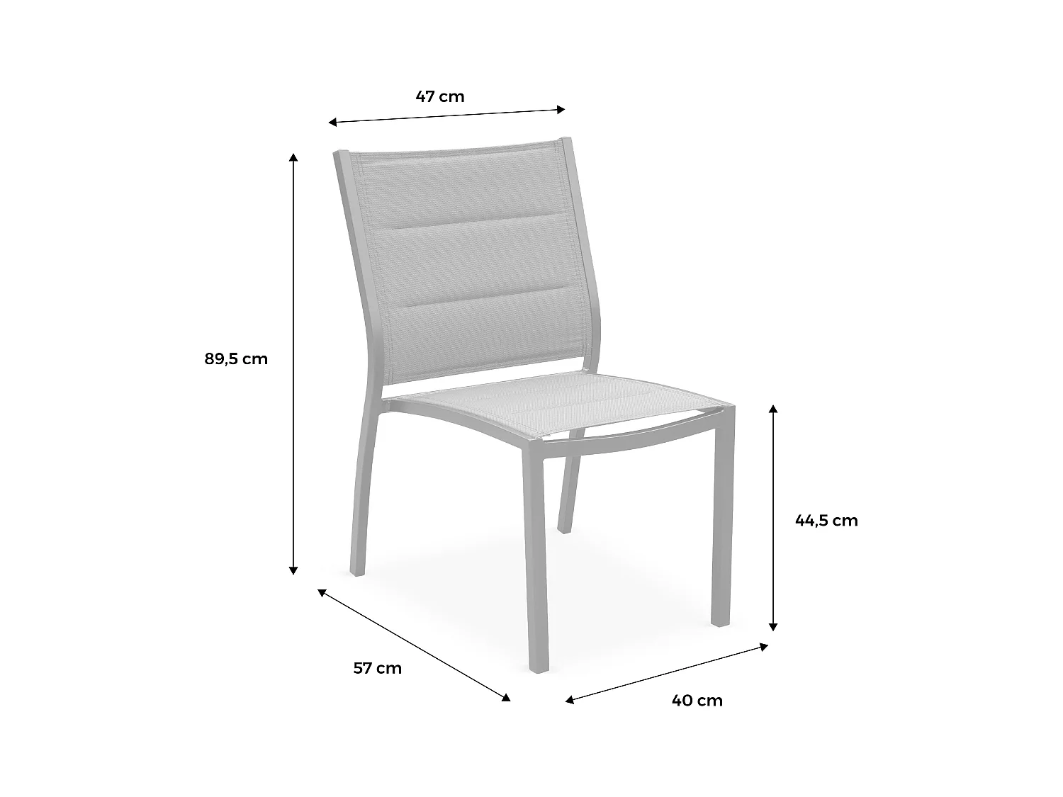 Lot de 2 chaises Chicago - Aluminium blanc et textilène taupe