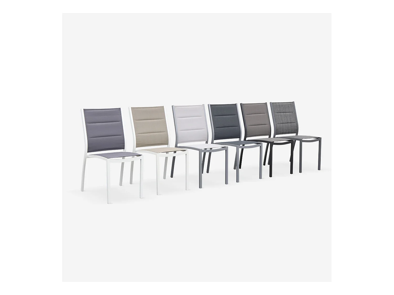 Lot de 2 chaises Chicago - Aluminium blanc et textilène taupe