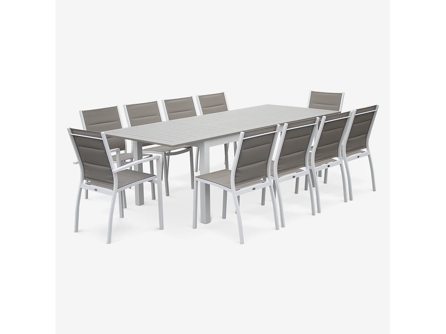 Set di 2 sedie da giardino moderne, alluminio, textilene, bianco