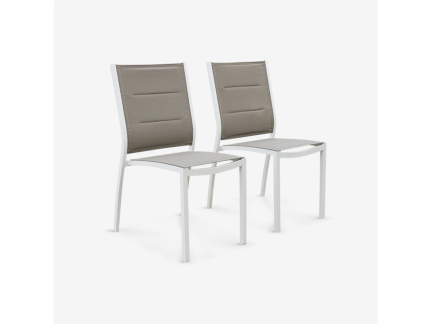Set 2 sedie da giardino moderne in alluminio e textilene, bianco