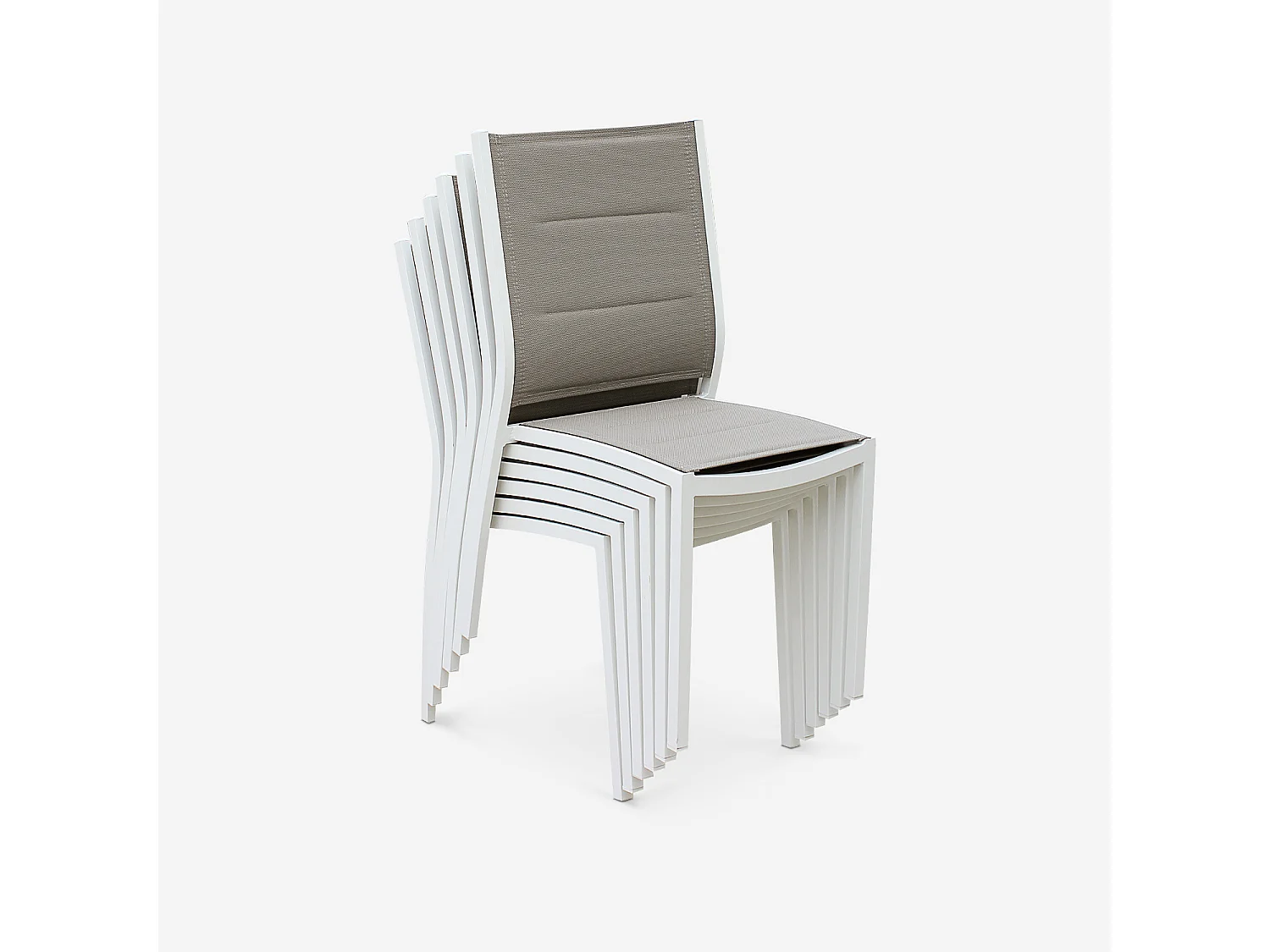 Set 2 sedie da giardino moderne in alluminio e textilene, bianco