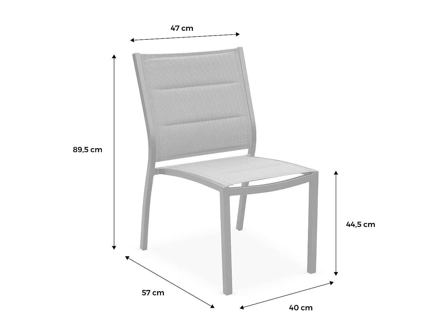 Set 2 sedie da giardino moderne in alluminio e textilene, bianco
