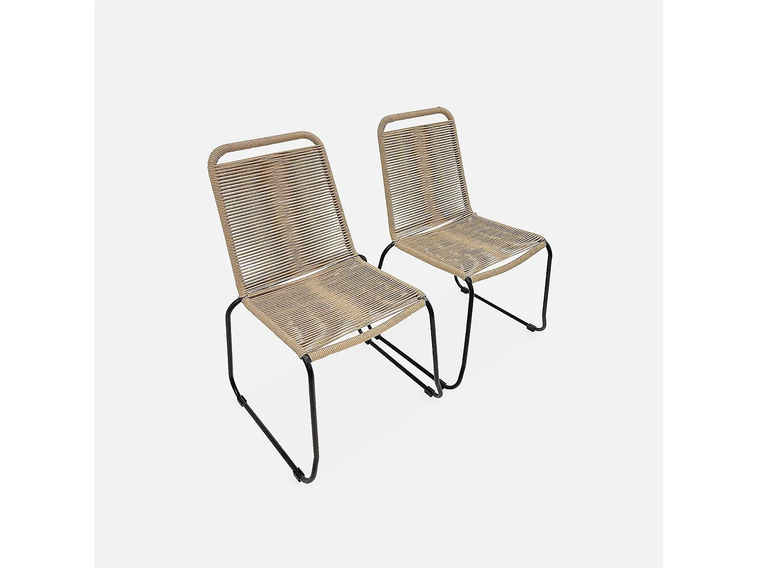 St di 2 sedie da giardino impliabile in corda, beige