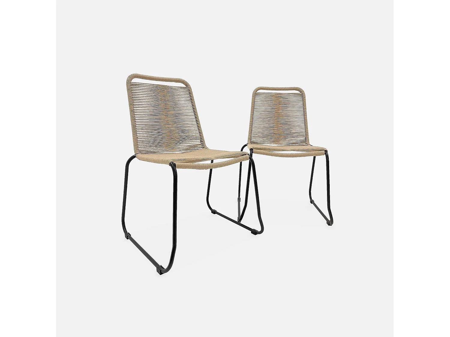 Lot de 2 chaises de jardin en corde BRASILIA. beige. empilables. extérieur