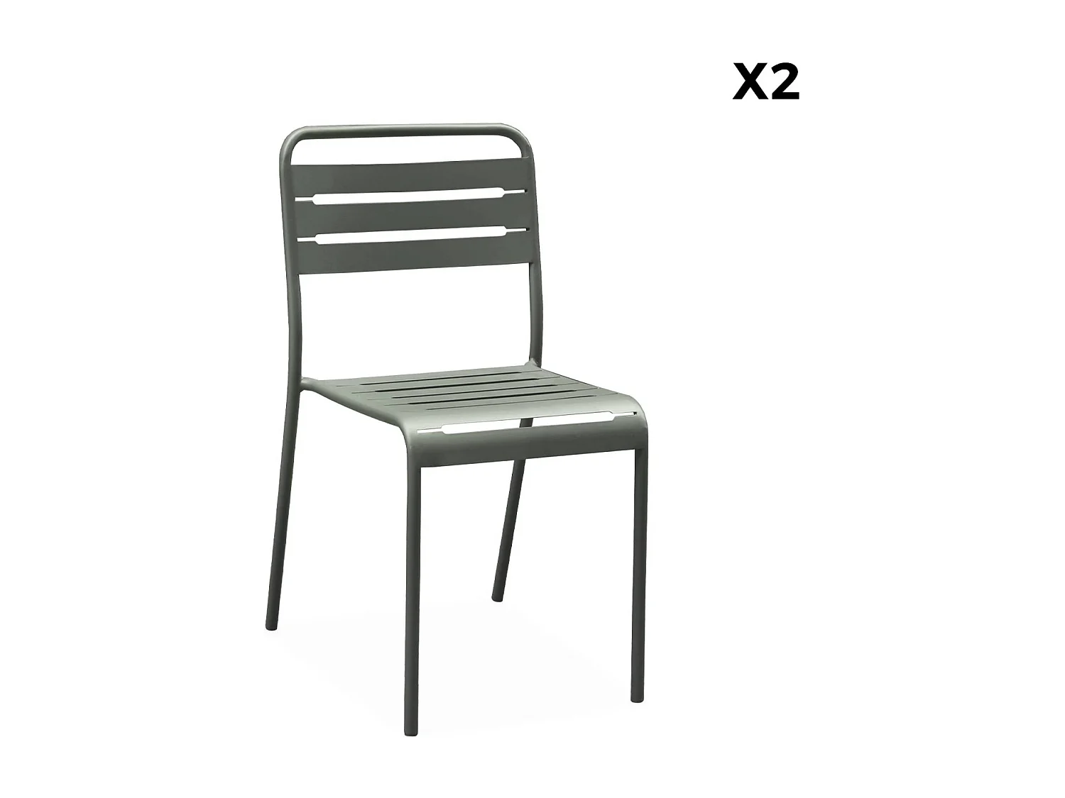 Lot de 2 chaises de jardin acier. 2 places. savane. Amelia. L44 x P52 x H79cm
