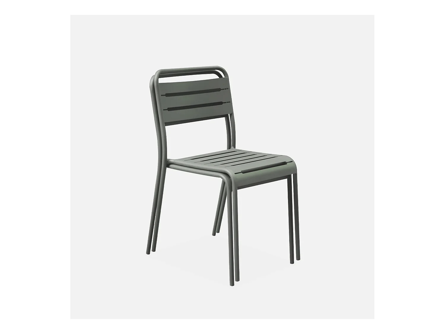 Silla de jardín de acero, set de 2 verde kaki