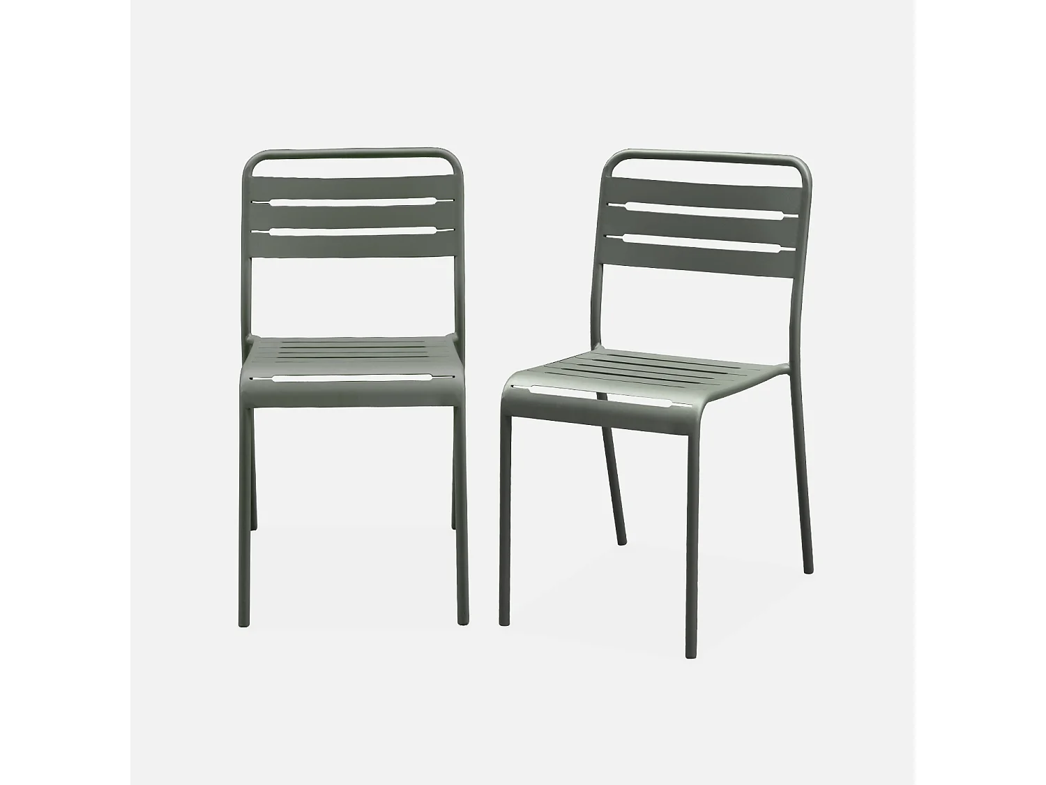 Lot de 2 chaises de jardin acier. 2 places. savane. Amelia. L44 x P52 x H79cm