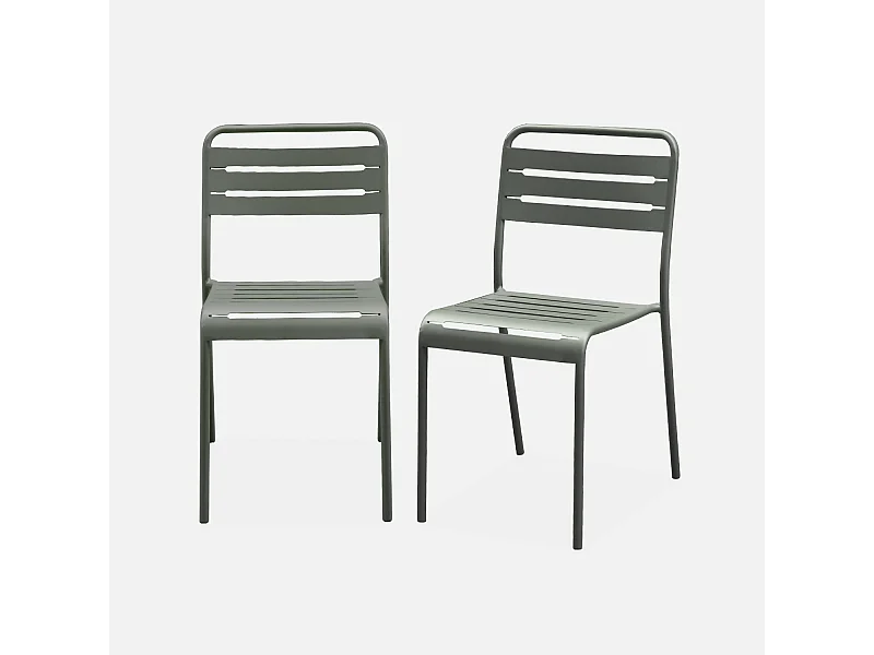 Lot de 2 chaises de jardin acier. 2 places. savane. Amelia. L44 x P52 x H79cm