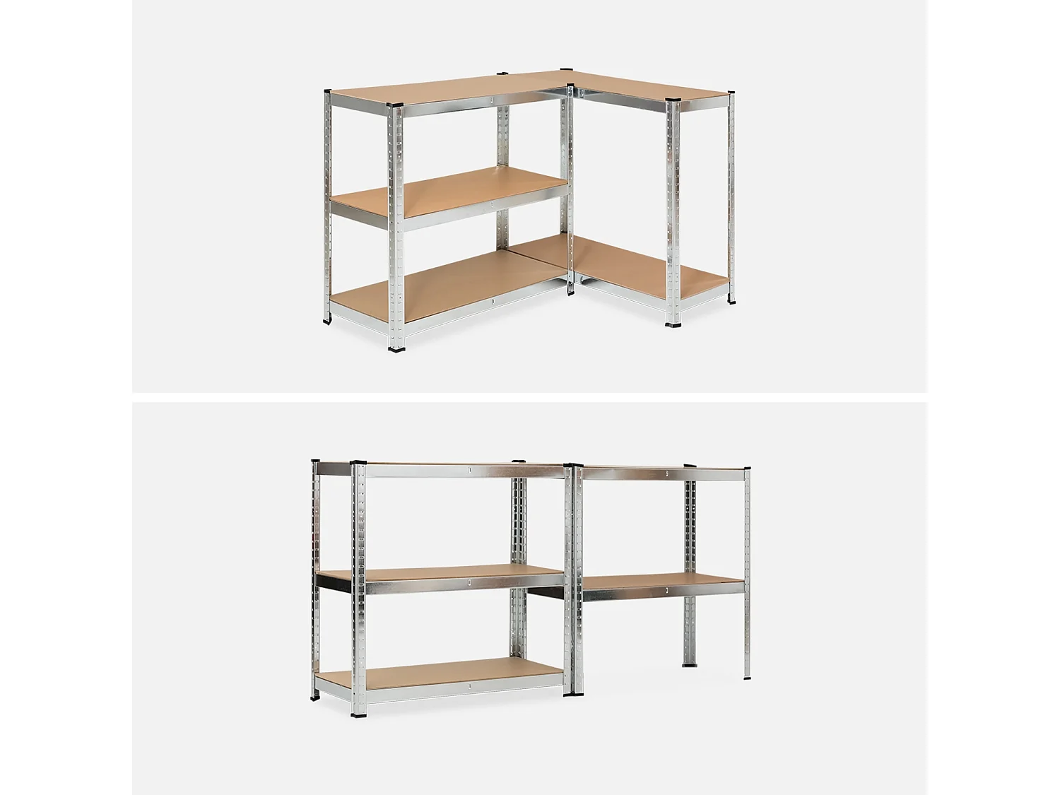 Lot de 2 étagères modulables en métal pour charges lourdes - Modul - avec 5 plateaux