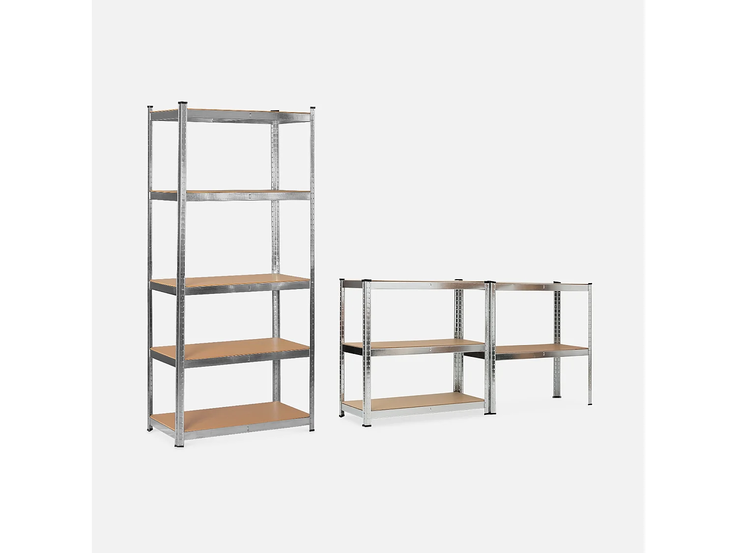 Lot de 2 étagères modulables en métal pour charges lourdes - Modul - avec 5 plateaux