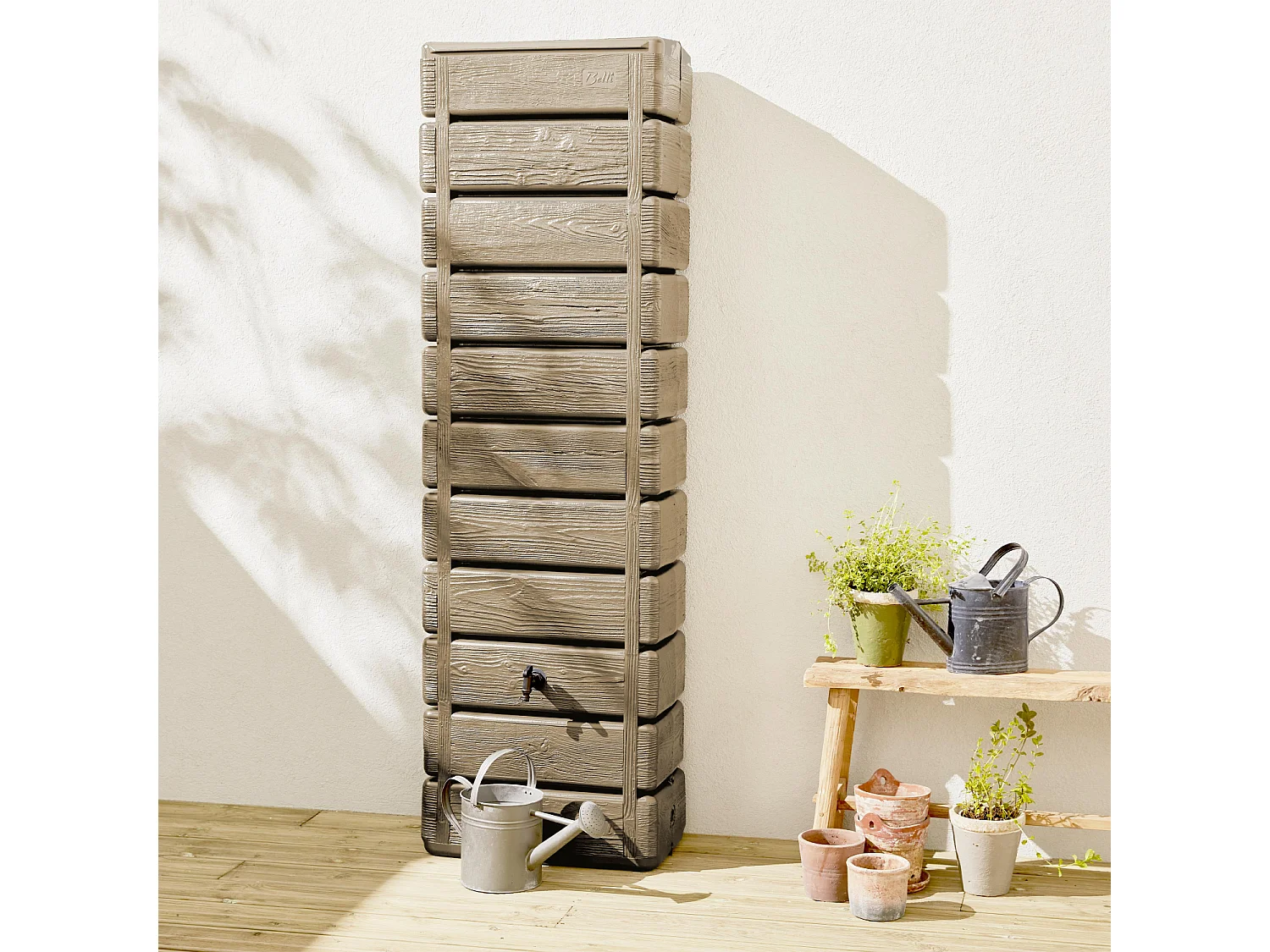 Colector de agua de pared de 300l beige