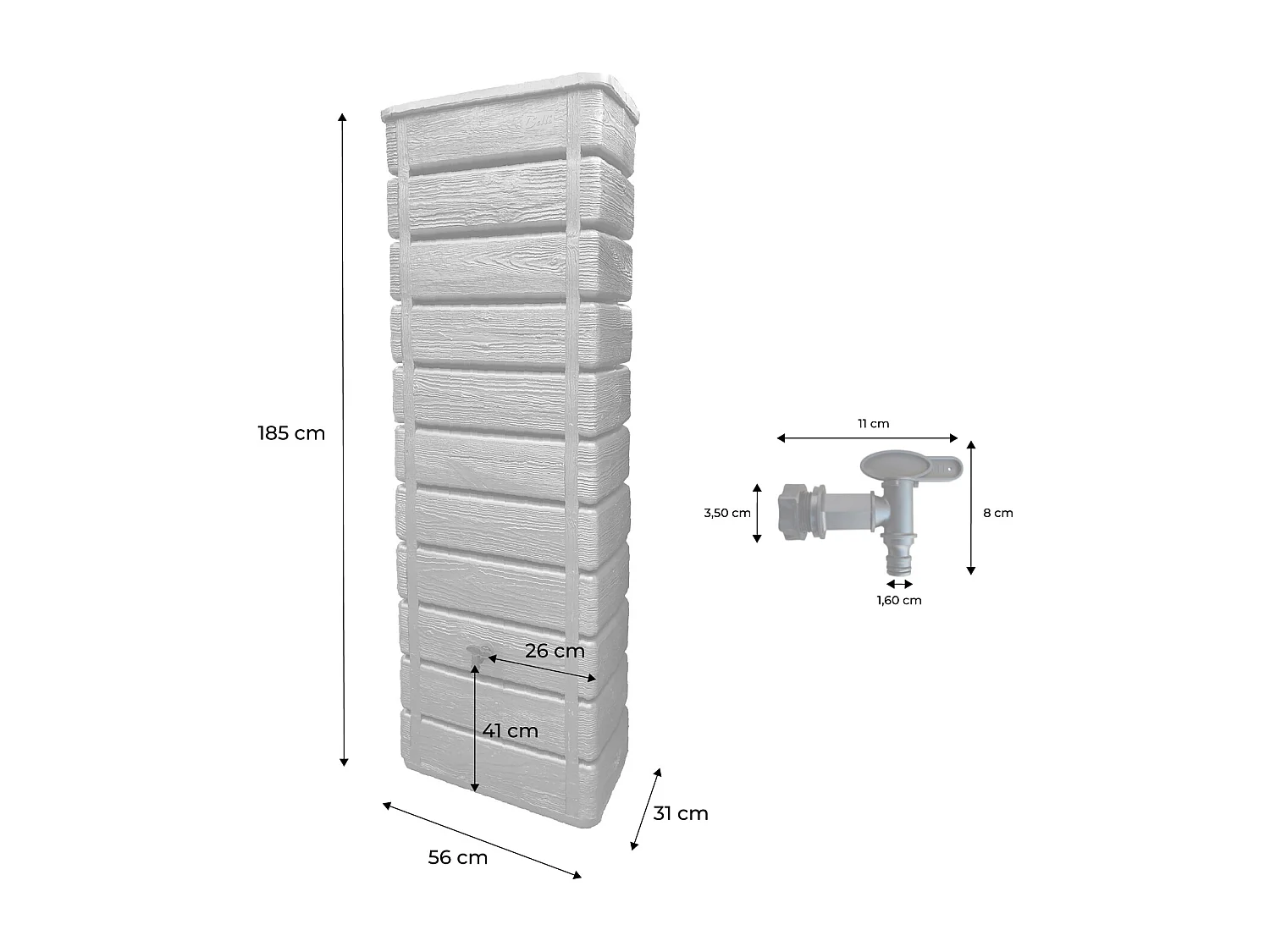 Colector de agua de pared de 300l beige