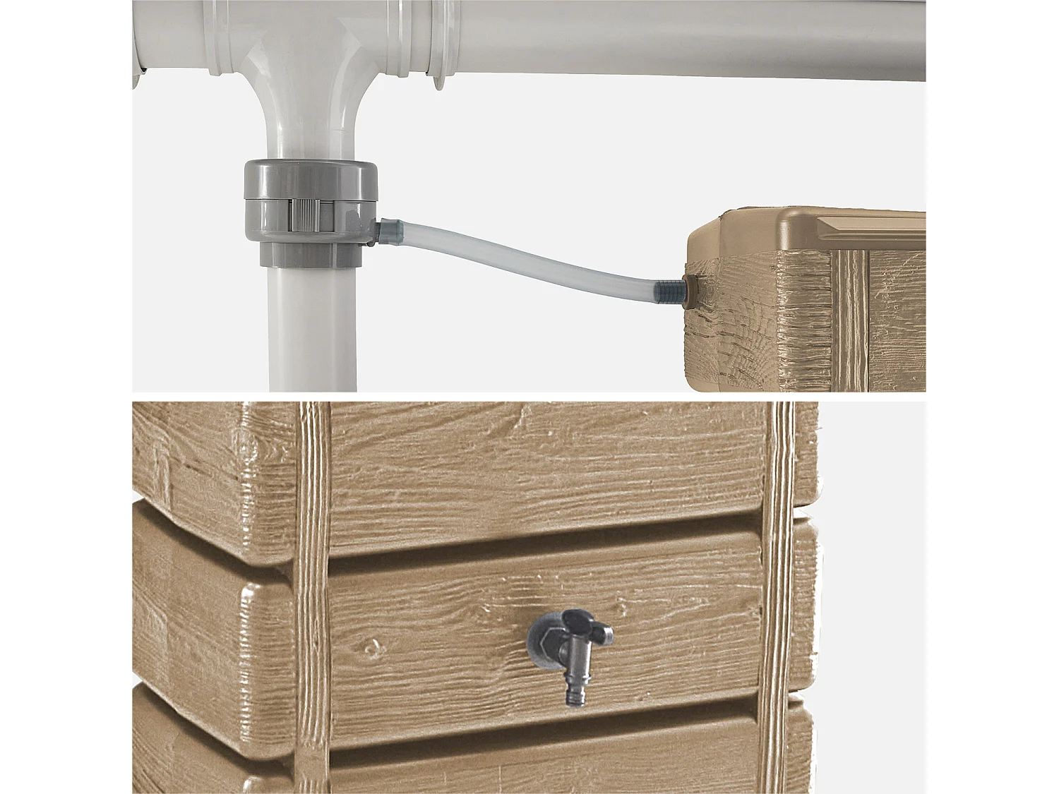 Raccoglitore a parete d'acqua piovana 300l, beige
