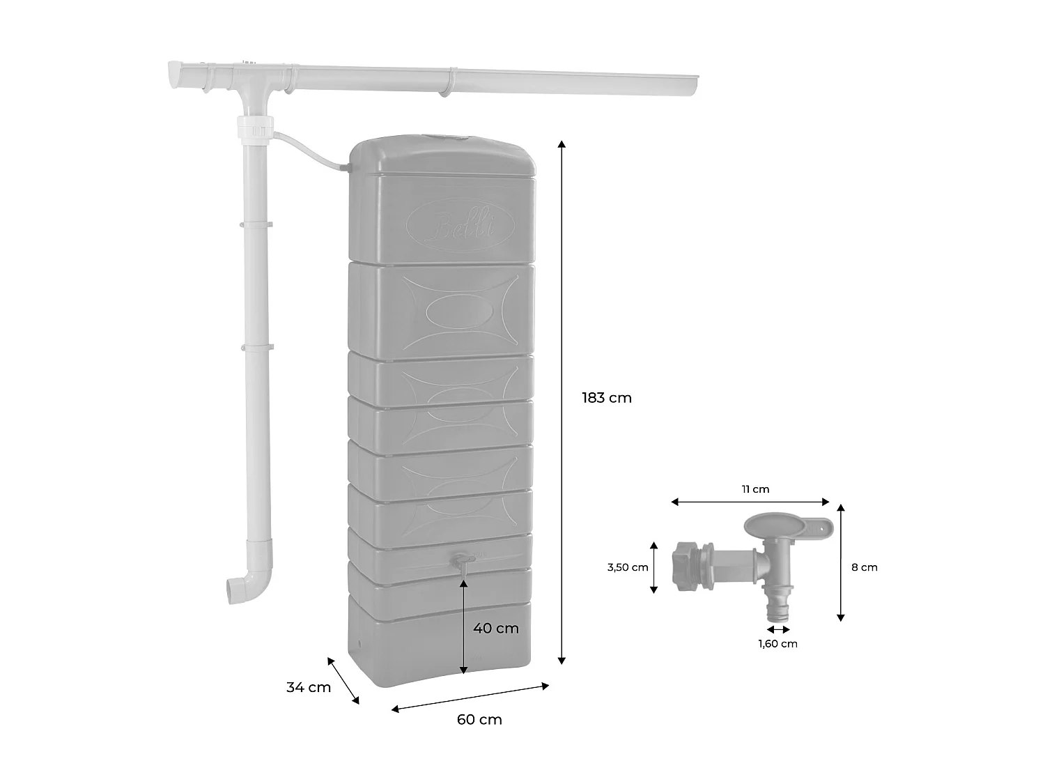 Raccoglitore acqua piovana in materiale plastico, 300l, beige