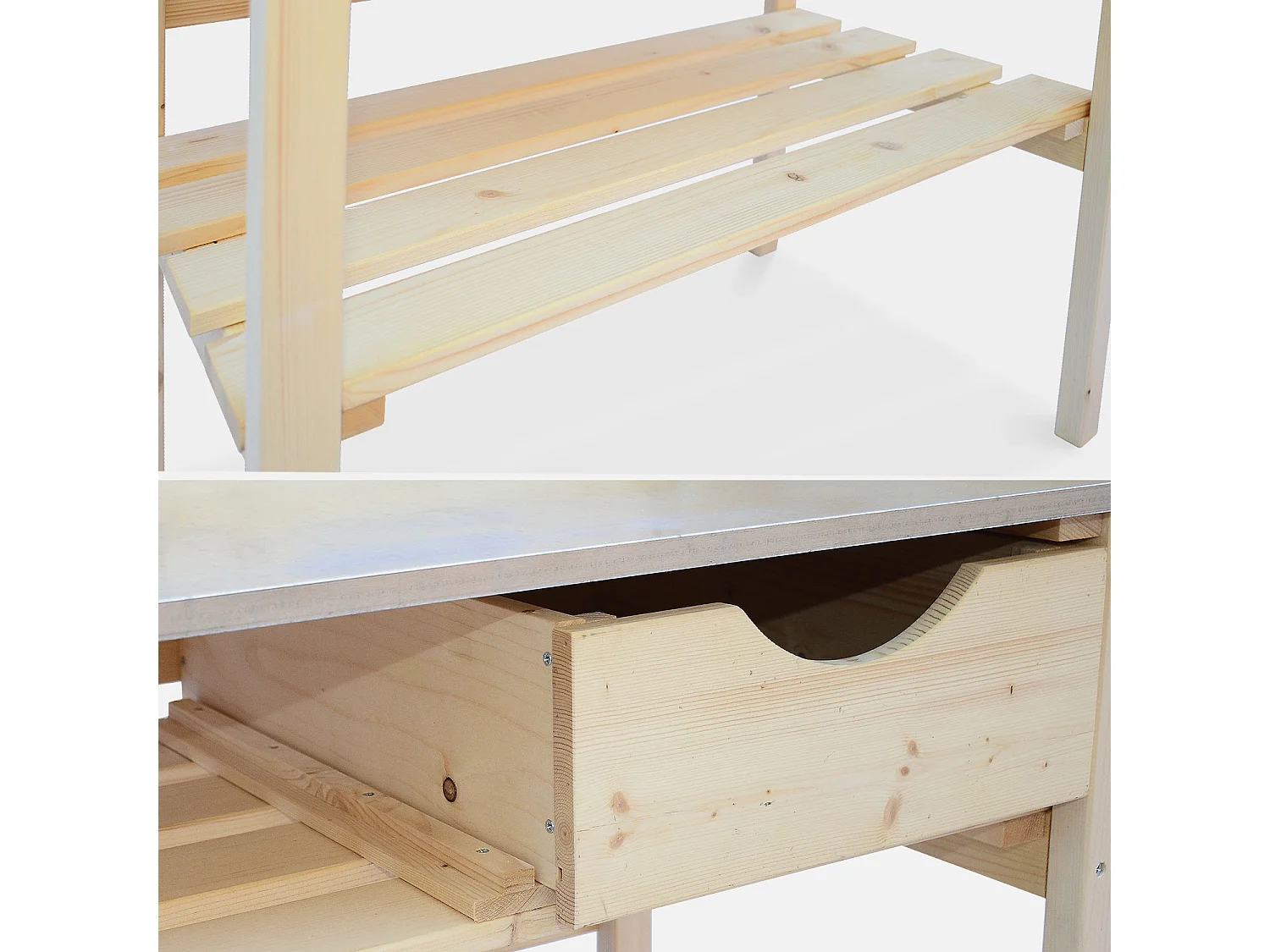 Table de rempotage PETUNIA avec 2 tiroirs. établi extérieur en bois. table pour semis