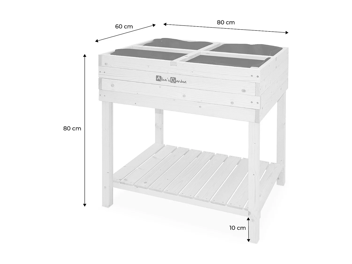 Carré potager sur pieds 80x60.  Anémone -  potager en épicéa finlandais