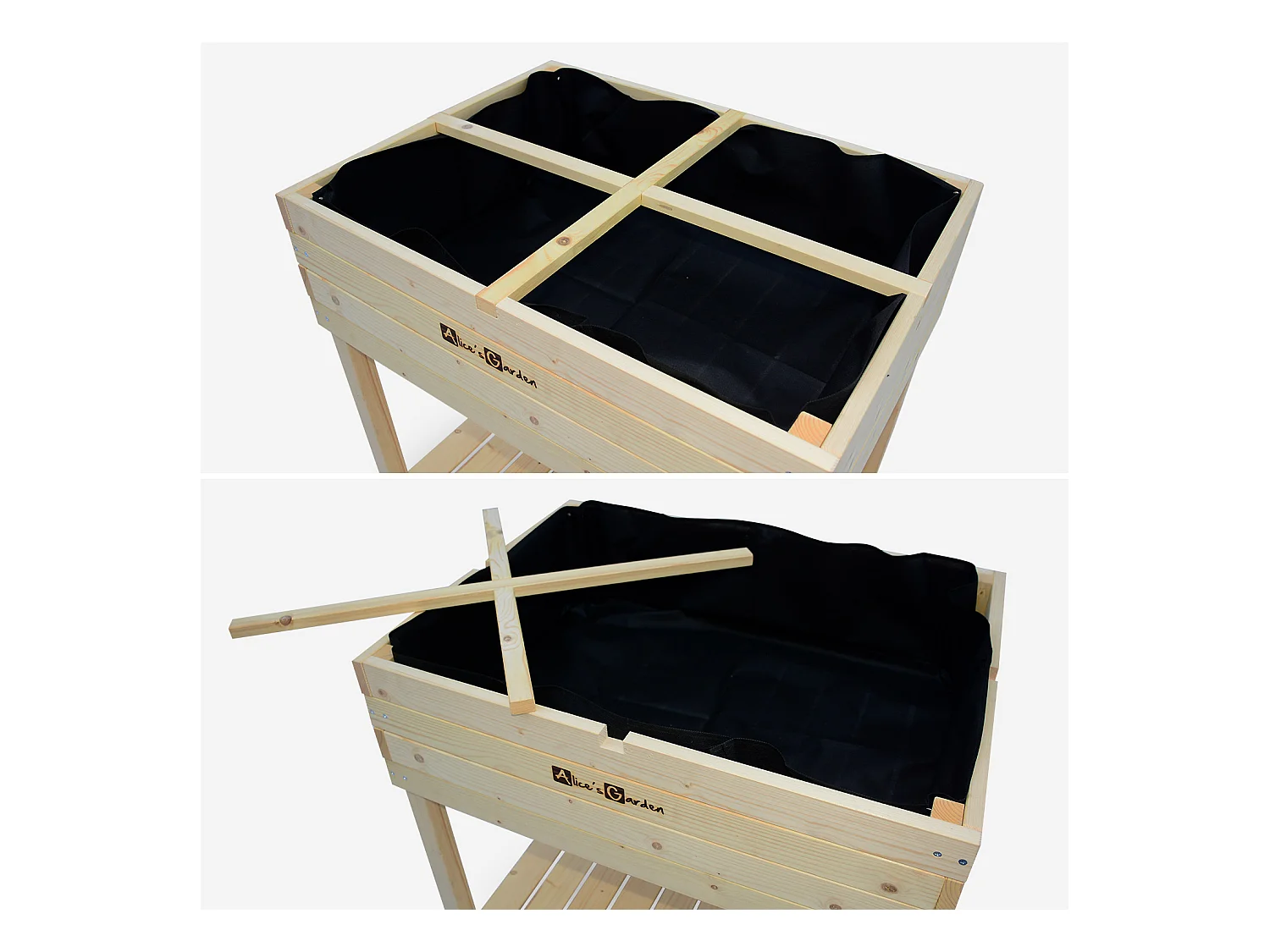 Orto quadrato rialzato in legno d'abete 80x60 cm, marrone naturale