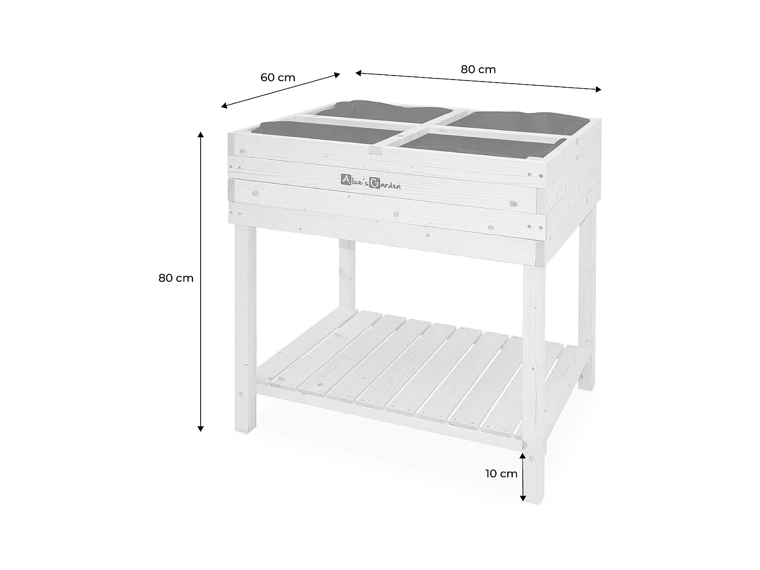 Orto quadrato rialzato in legno d'abete 80x60 cm, marrone naturale
