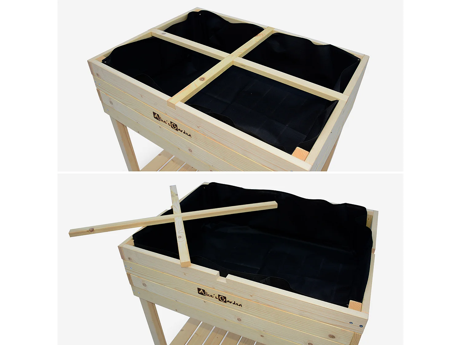 Huerto de madera cuadrado sobre patas, 80x60cm madera