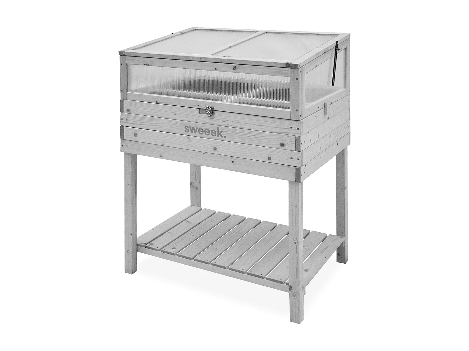 Huerto cuadrado sobre patas de madera madera