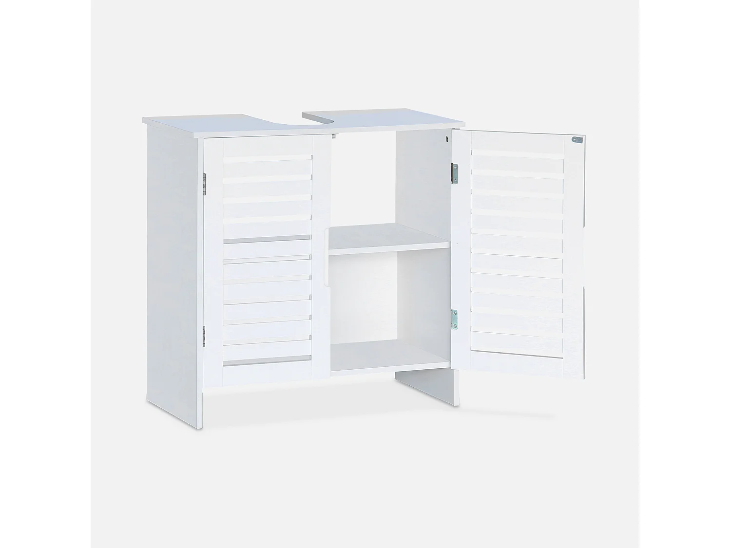 Meuble sous lavabo  - Rivage - 1 étagère. 2 portes ajourées. 2 niveaux de rangement