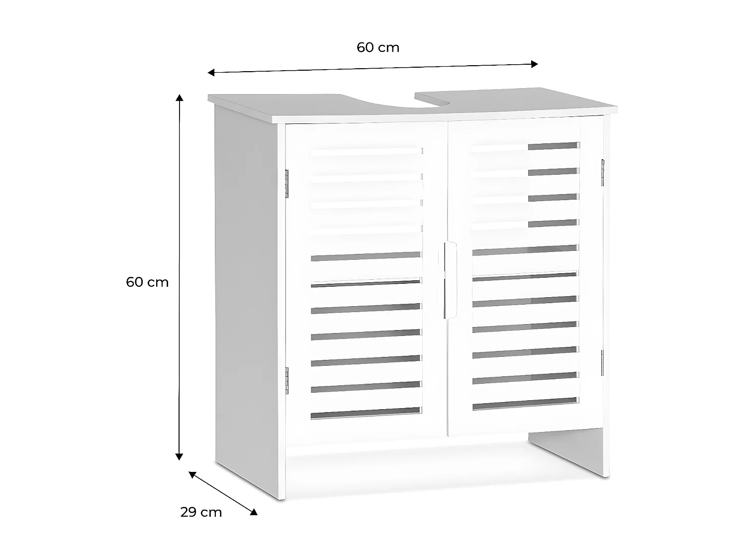 Meuble sous lavabo  - Rivage - 1 étagère. 2 portes ajourées. 2 niveaux de rangement