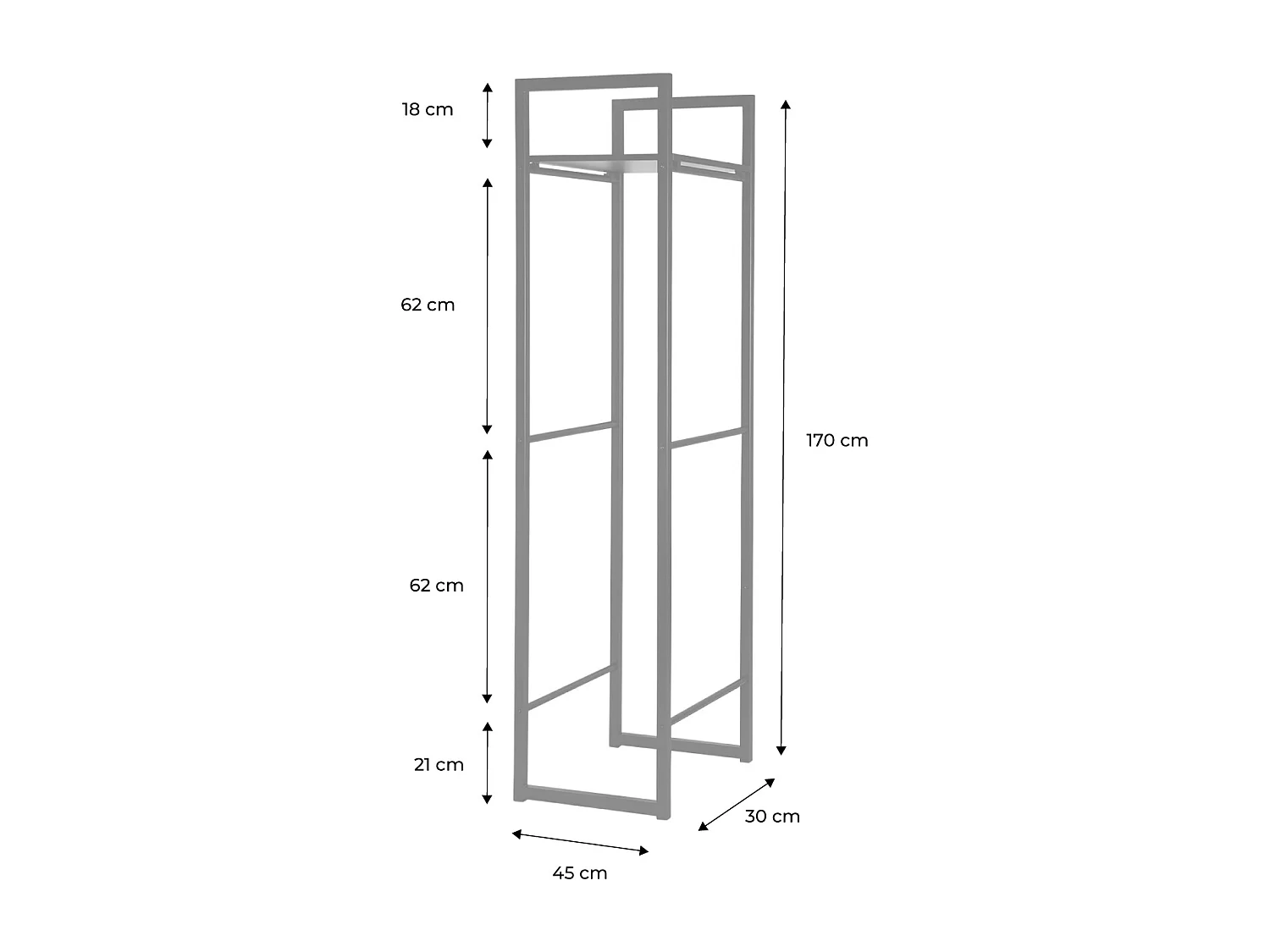 Portaceppi da interno con ripiano, 170cm nero