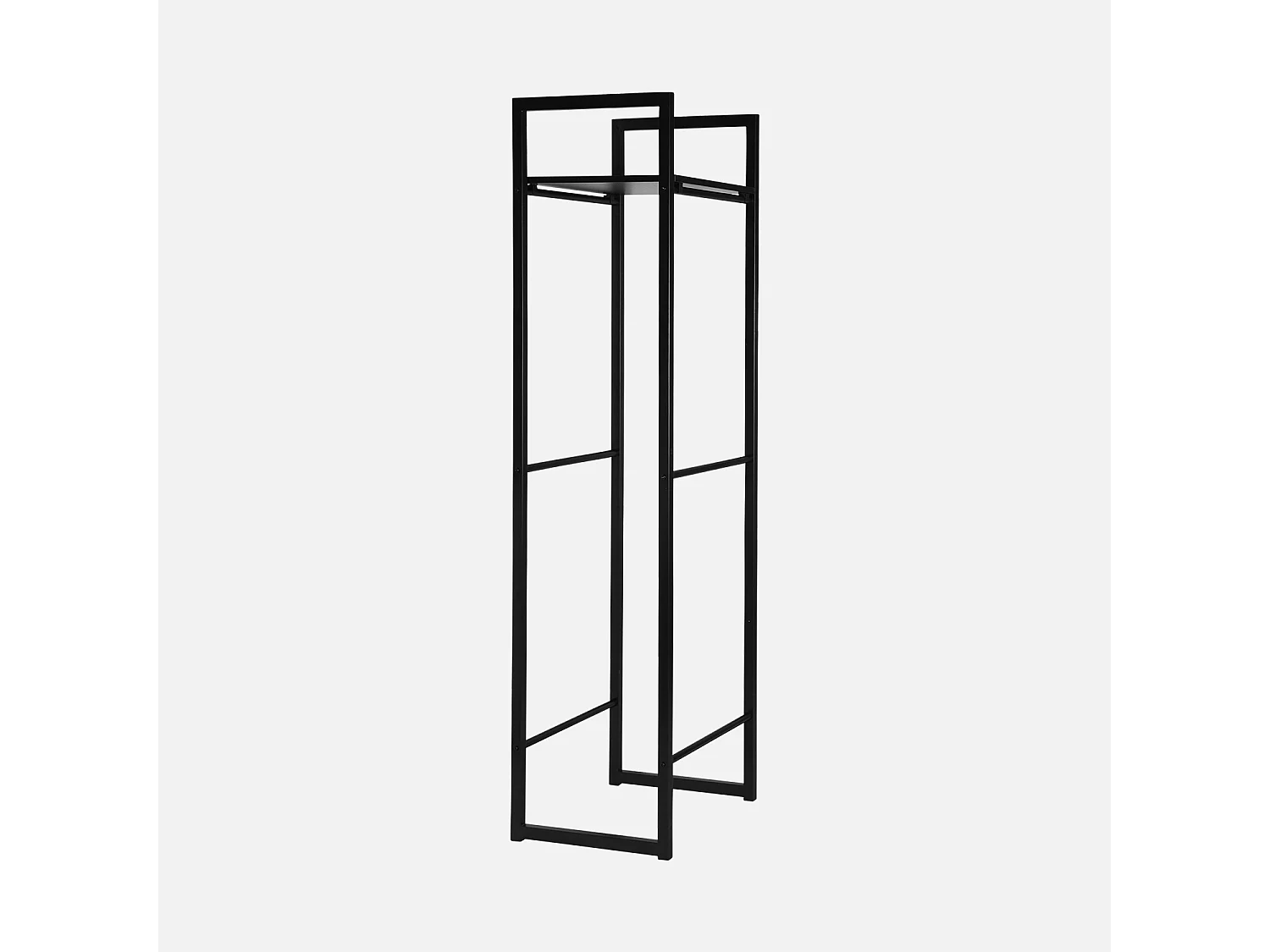 Leñero de interior con estantería, 170cm negro