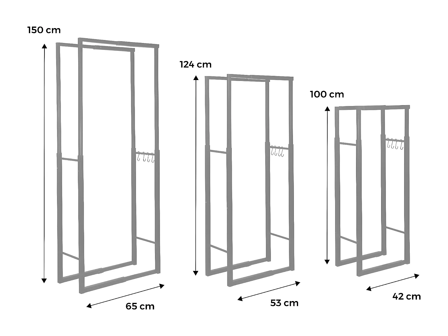 Portaceppi interno modulare, 150cm, nero