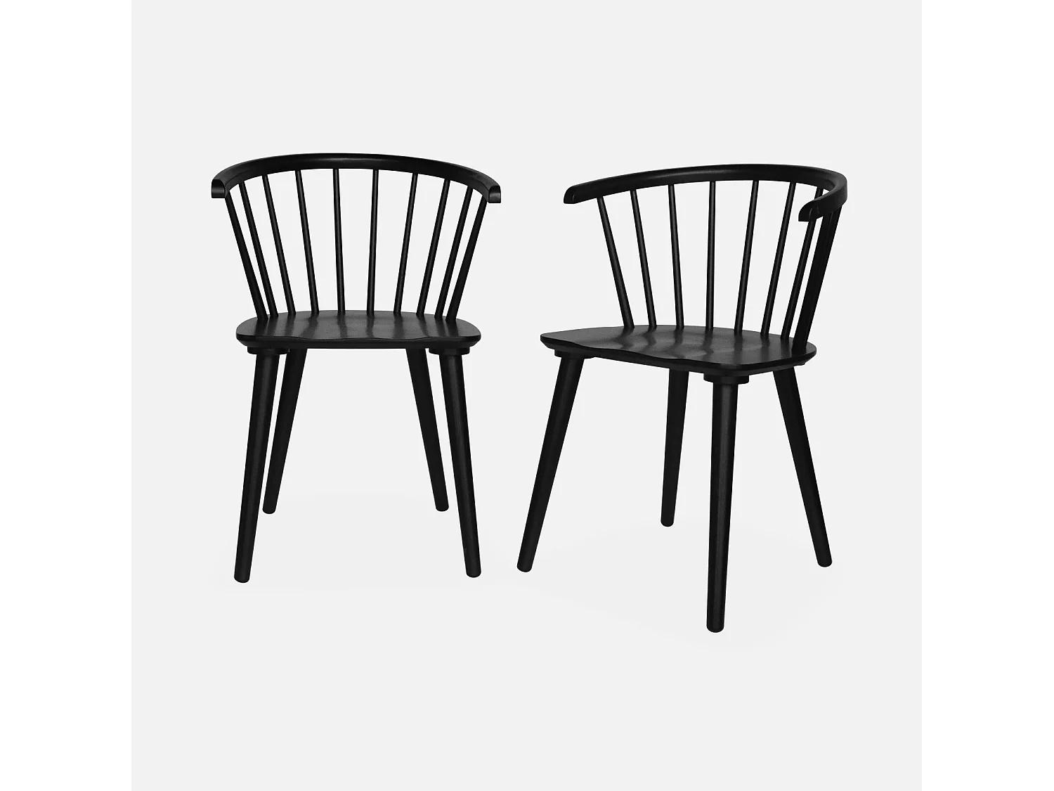 Silla de bar de madera y contrachapado, set de 2 negro