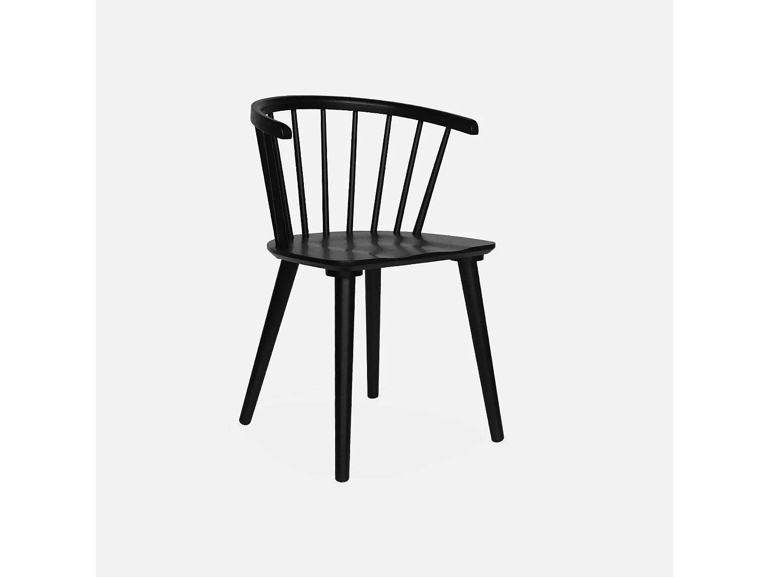 Silla de bar de madera y contrachapado, set de 2 negro