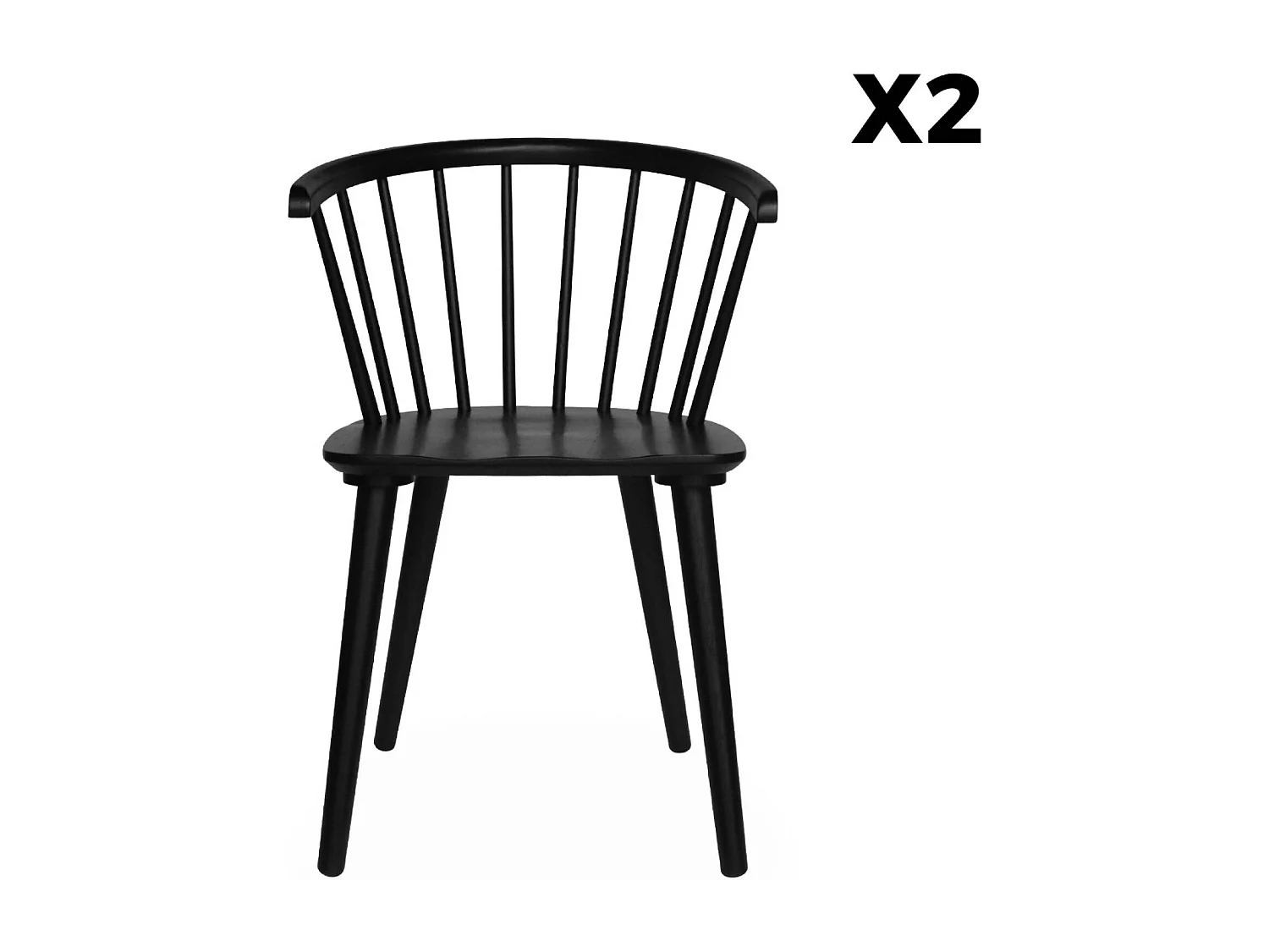 Silla de bar de madera y contrachapado, set de 2 negro