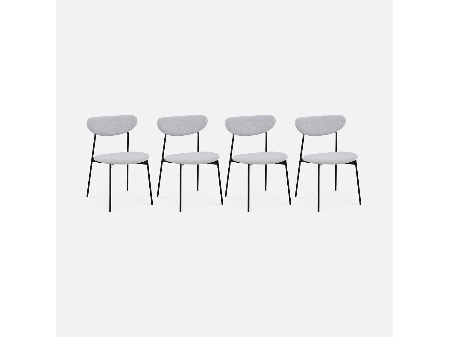 Set di 4 sedie da pranzo vintage con gambe in acciaio, grigio chiaro