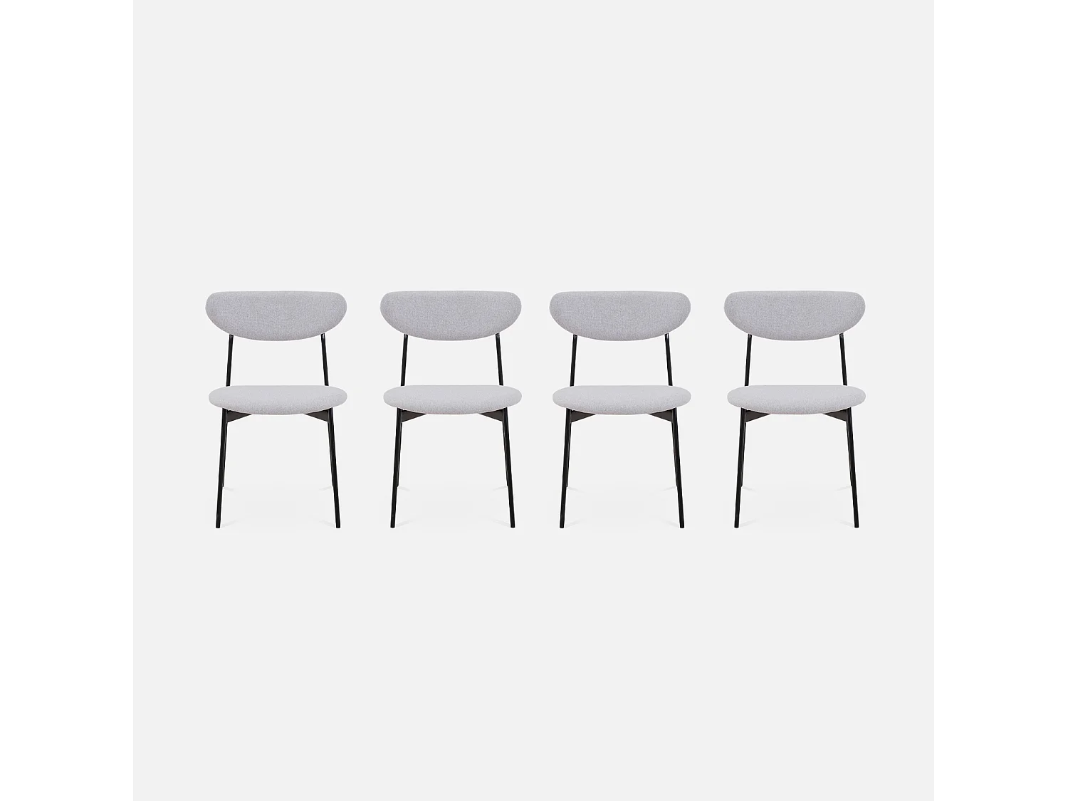 Set di 4 sedie da pranzo vintage con gambe in acciaio, grigio chiaro