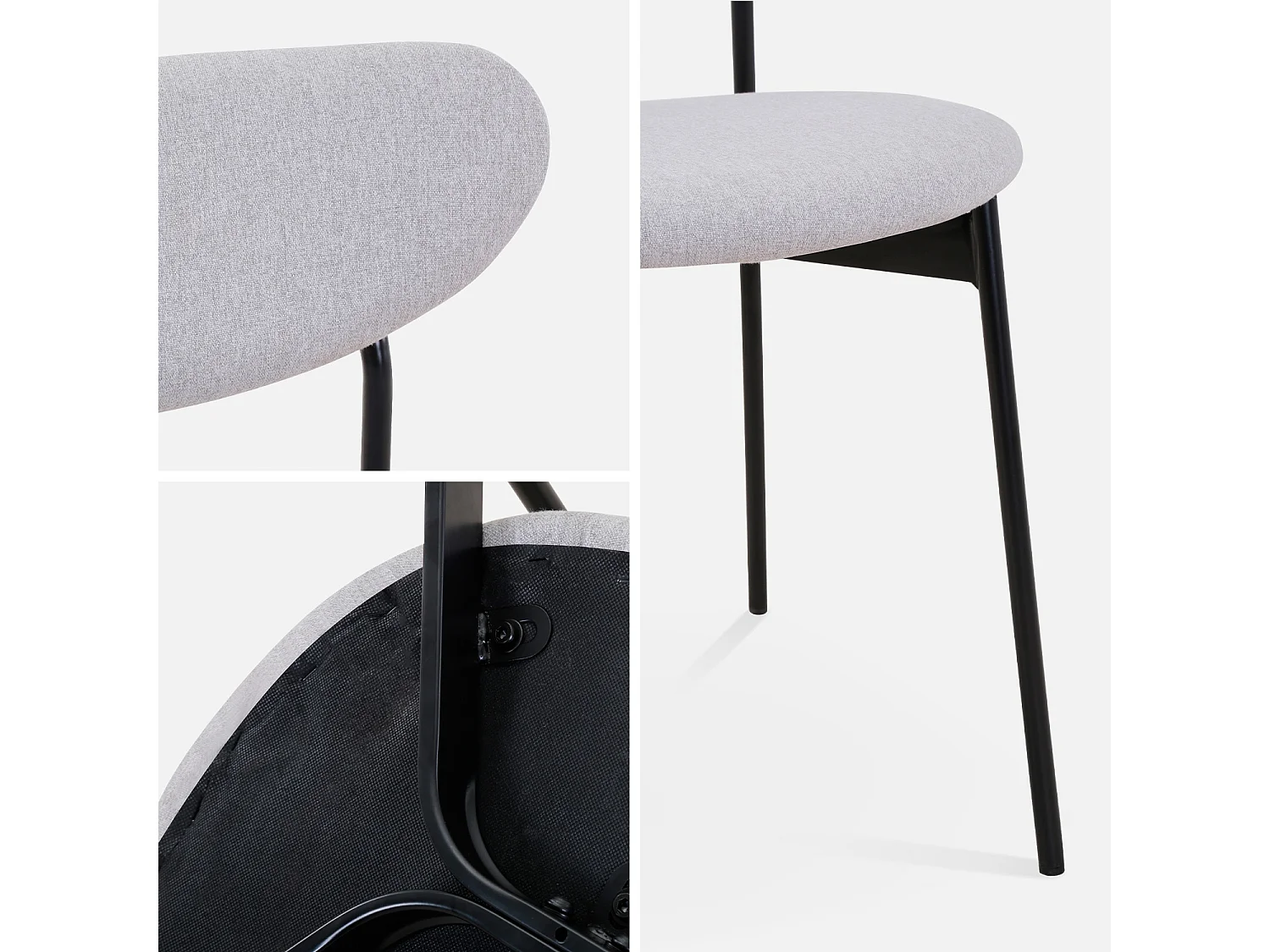 Set di 4 sedie da pranzo vintage con gambe in acciaio, grigio chiaro