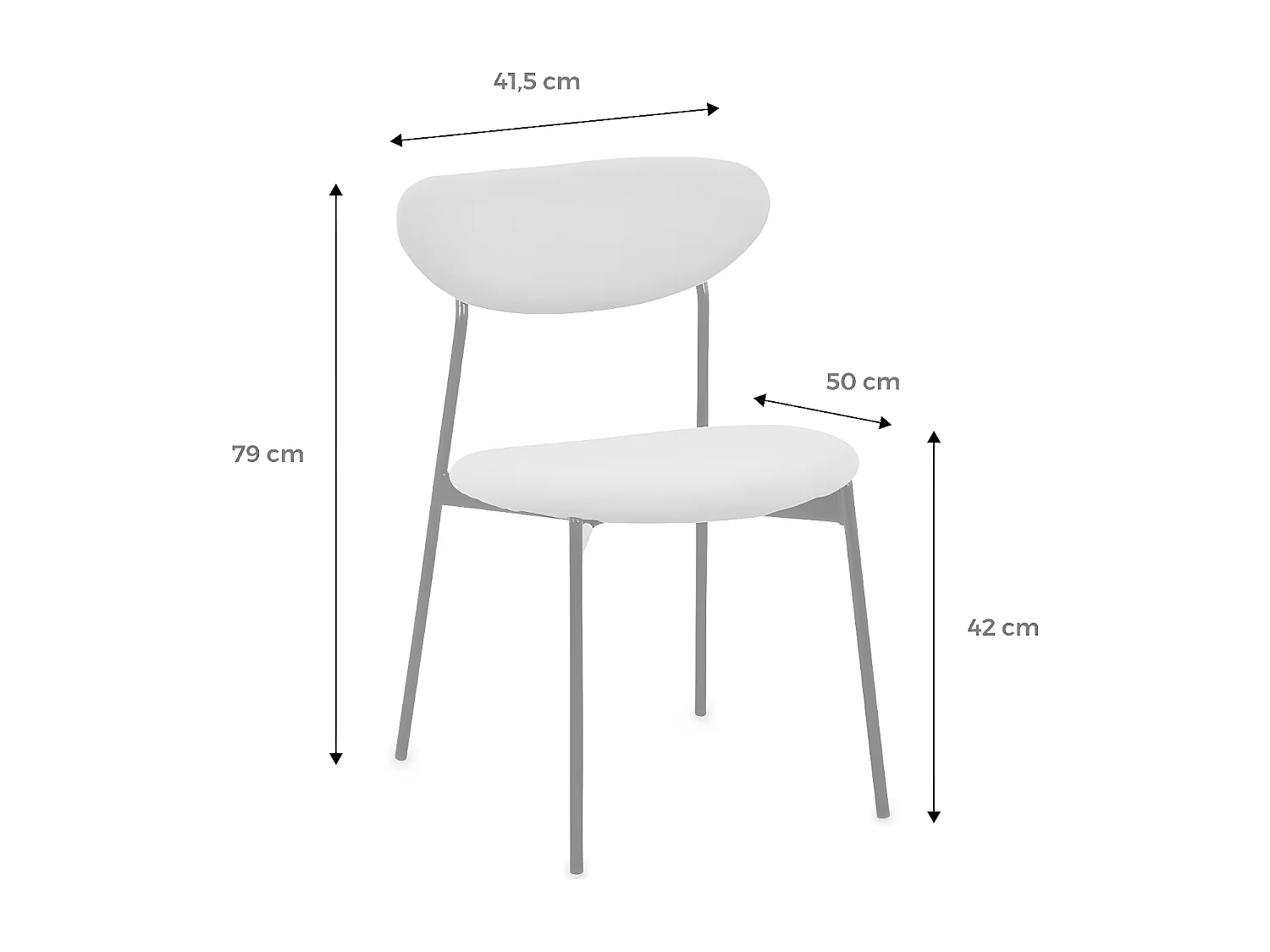 Set di 4 sedie da pranzo vintage con gambe in acciaio, grigio chiaro