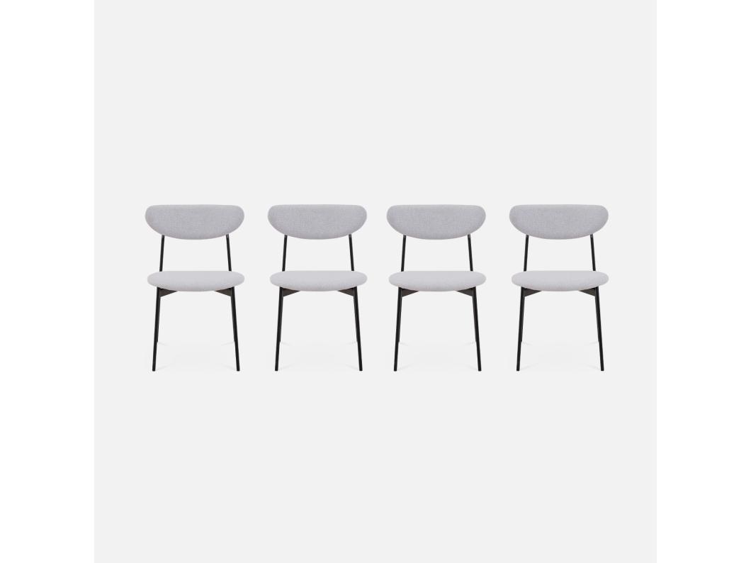 Set di 4 sedie da pranzo vintage con gambe in acciaio, grigio chiaro