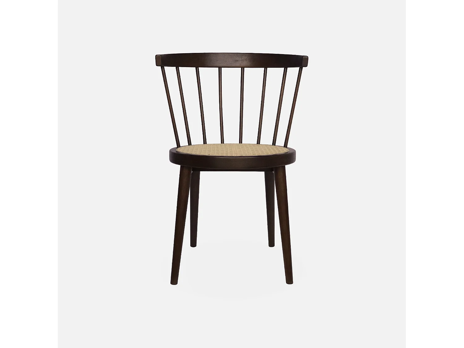 Silla de madera y caña, set de 2 madera oscura