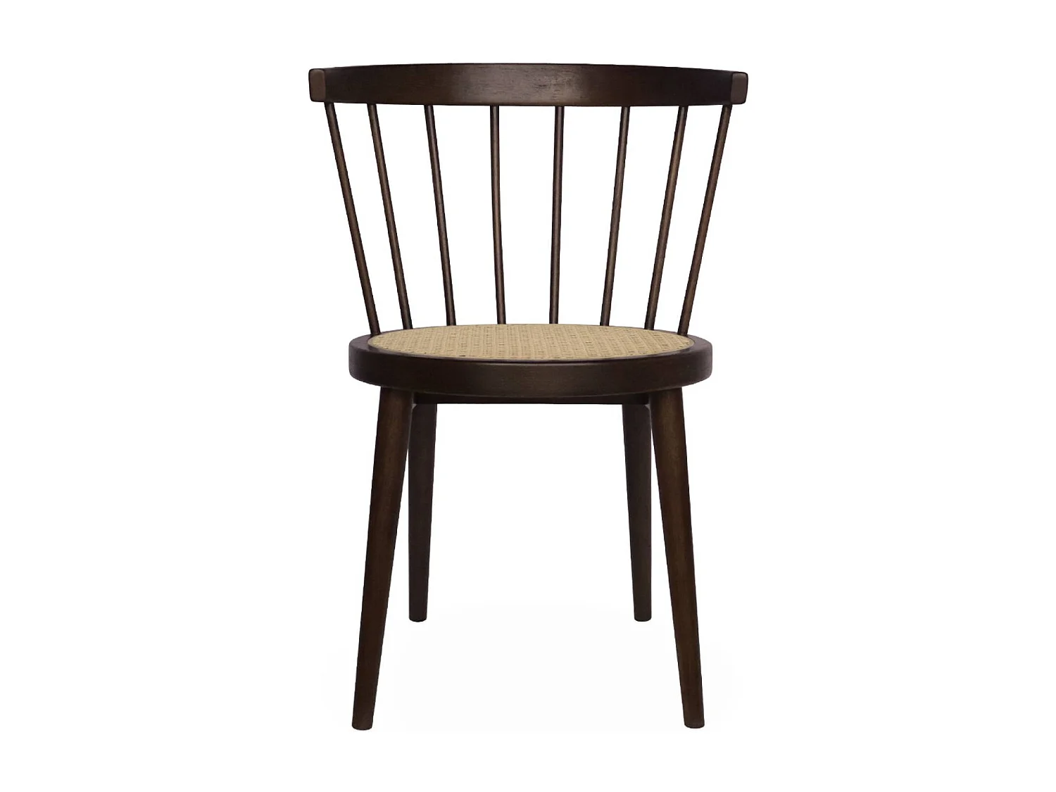 Silla de madera y caña, set de 2 madera oscura