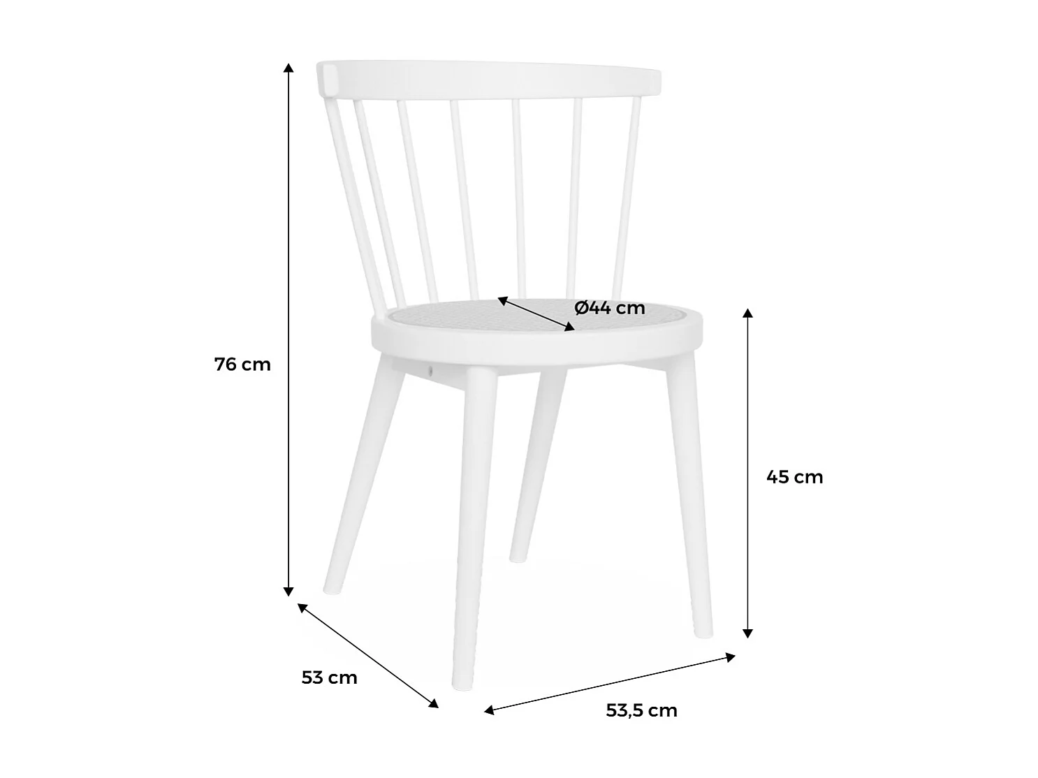 Silla de madera y caña, set de 2 madera oscura