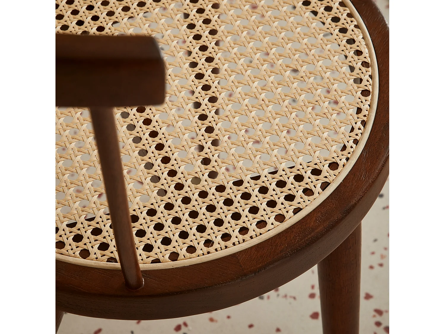 Set di 2 sedie in legno e rattan intrecciato, stile vimini, marrone