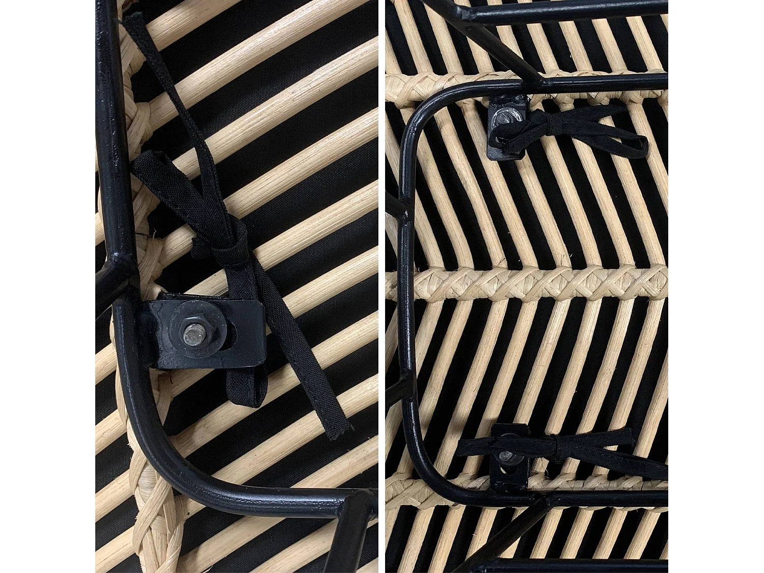 Set di 2 sgabelli da bar in metallo e rattan, 67cm, nero